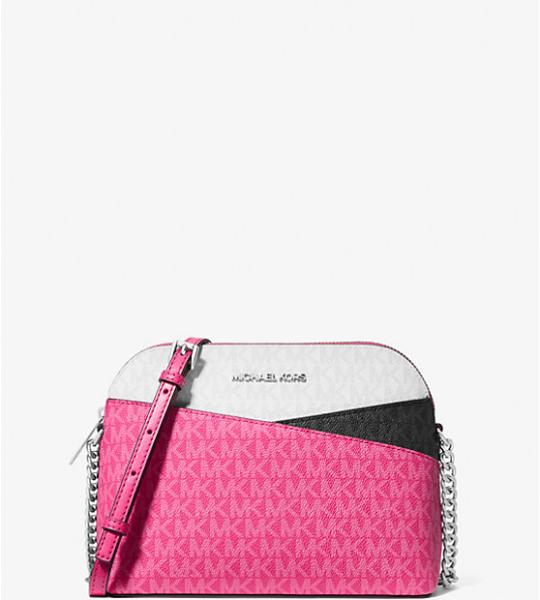 Jet Set Travel Medium Signature Logo Color Block Dome Crossbody Bag