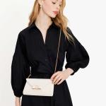 Morgan Bow Embellished Saffiano Leather Envelope Flap Crossbody