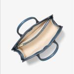 Blue Scarlett Medium Crocodile Embossed Patent Leather Satchel