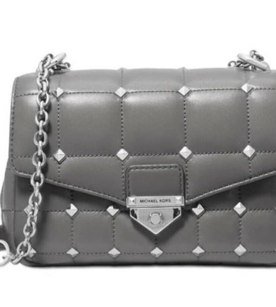 Michael Kors Soho Small Chain Leather Shoulder Bag Heather Grey
